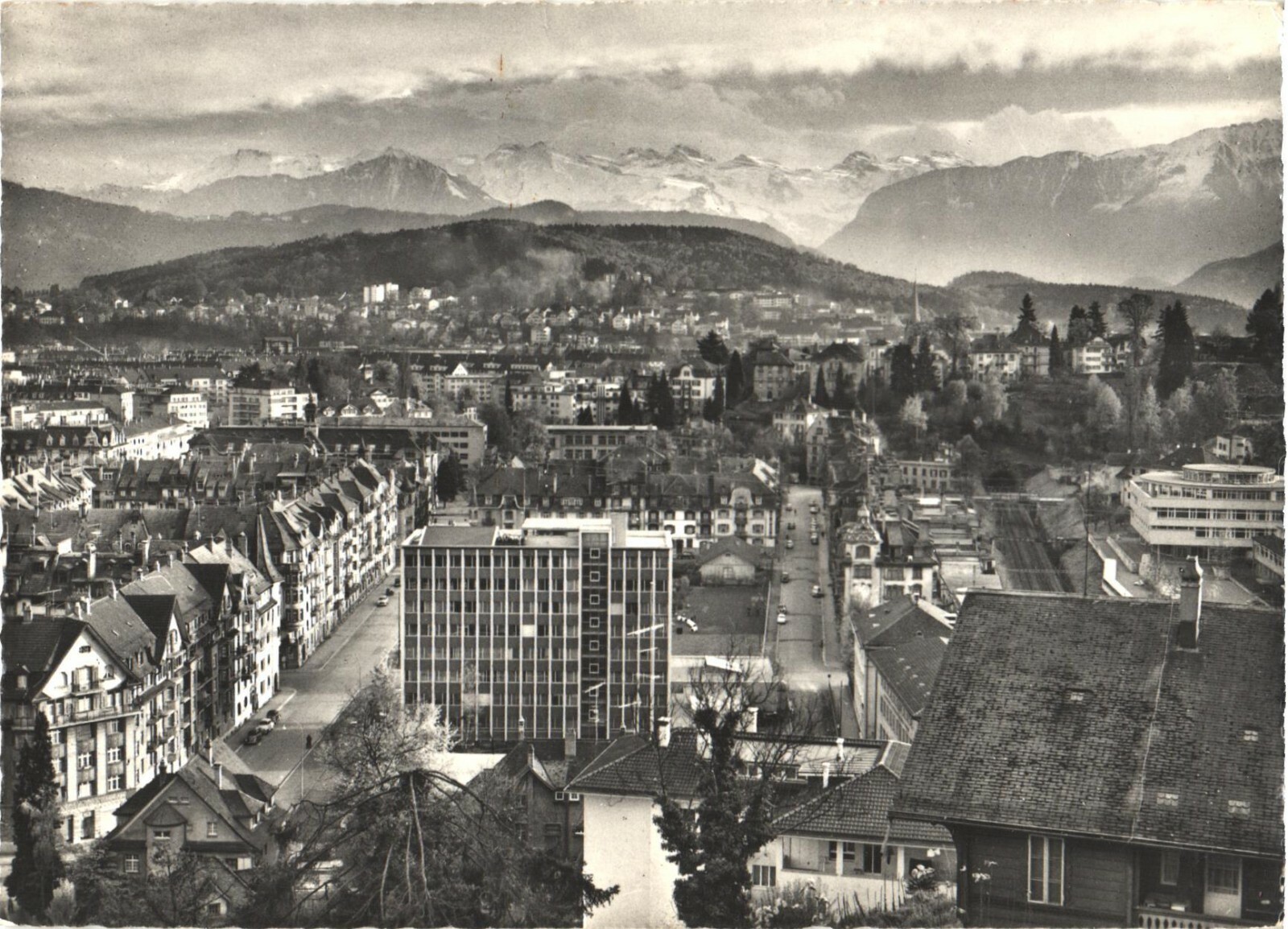 Luzern Switzerland Säliquartier City View Alps RPPC Real Photo Postcard Unused