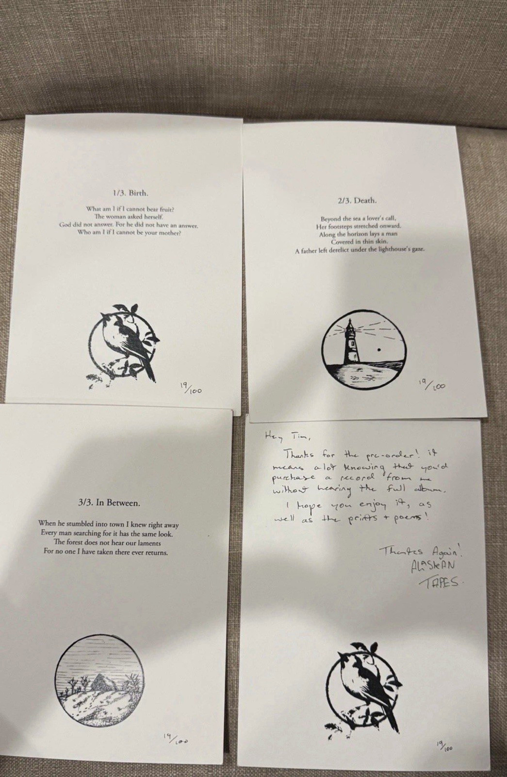 Alaskan Tapes Waiting 3-Part Art Print Set 19/100 Signed Limited Edition