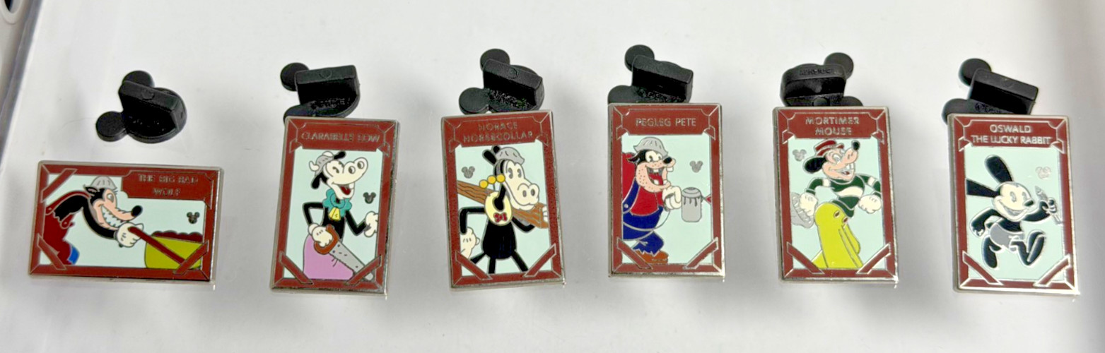 Disney DCA Construction Fence Series Pin Lot 6 Oswald Mortimer Horace Pete Wolf