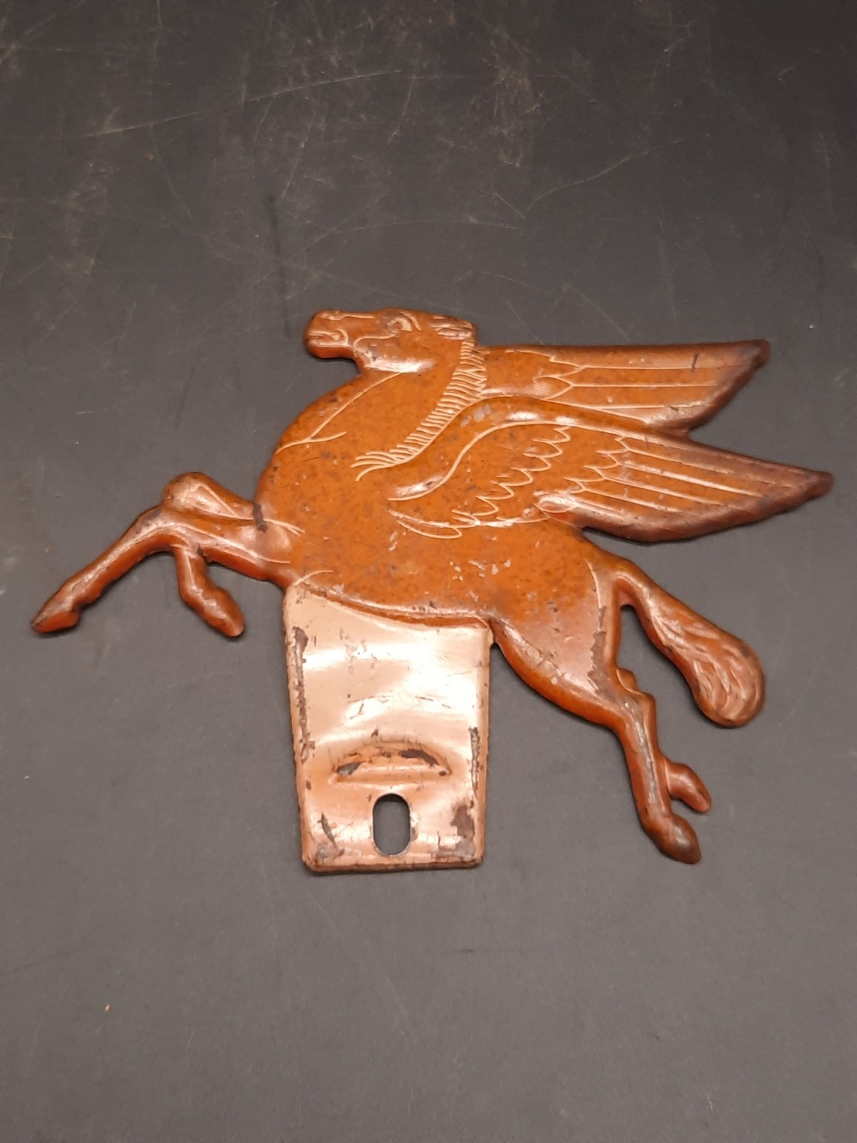 Antique Vintage Mobile Oil Pegasus License Plate Topper Car Badge 1930\'s