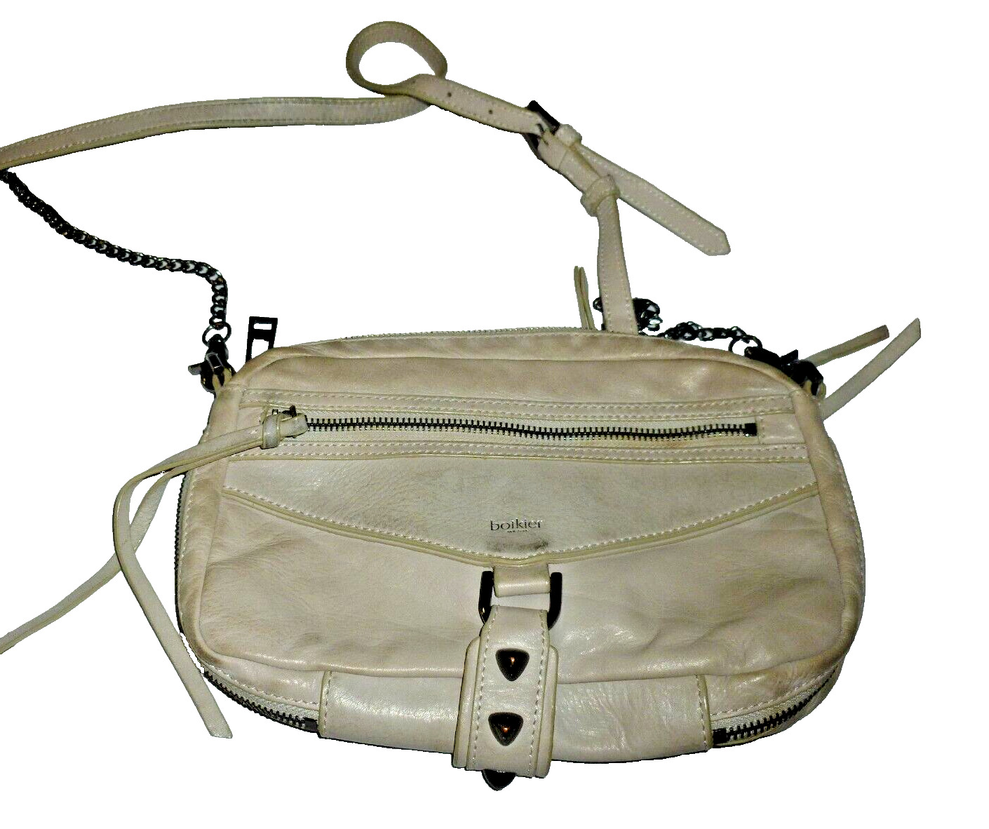 Botkier Taupe Leather Warren City Crossbody Purse Handbag Bag Small Hobo