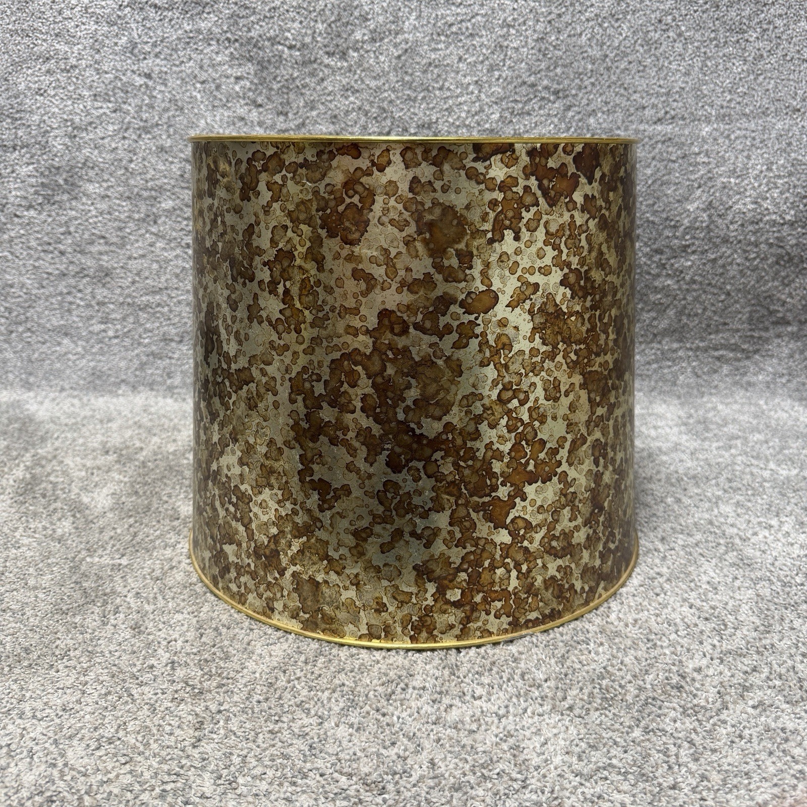 Vintage MCM Mottled Drum Lamp Shade Spider Fitter Metallic Retro Decor