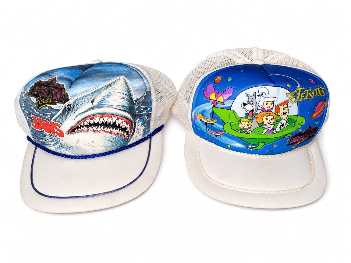 RARE 1990 Universal Studios Florida JAWS Jetsons KandiTops SAMPLE Prototype Hats