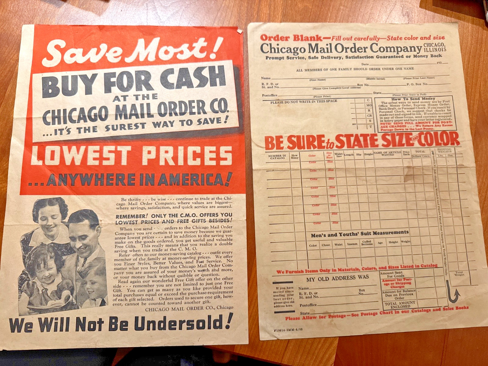 FREE SHIP 1938 Chicago Mail Order Company Advertising Flyers Ephemera
