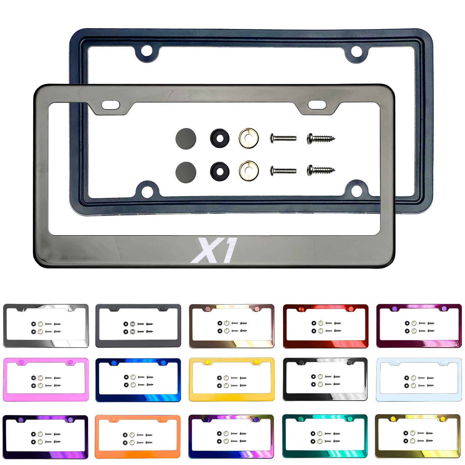 new Laser Etched Stainless Steel License Frame Silicone Guard for BMW  x1