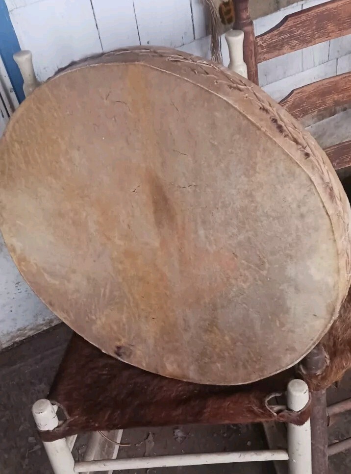 **AWESOME VINTAGE NATIVE AMERICAN RARAMURI TARAHUMARA DRUM LG RARE GOATSKIN\
