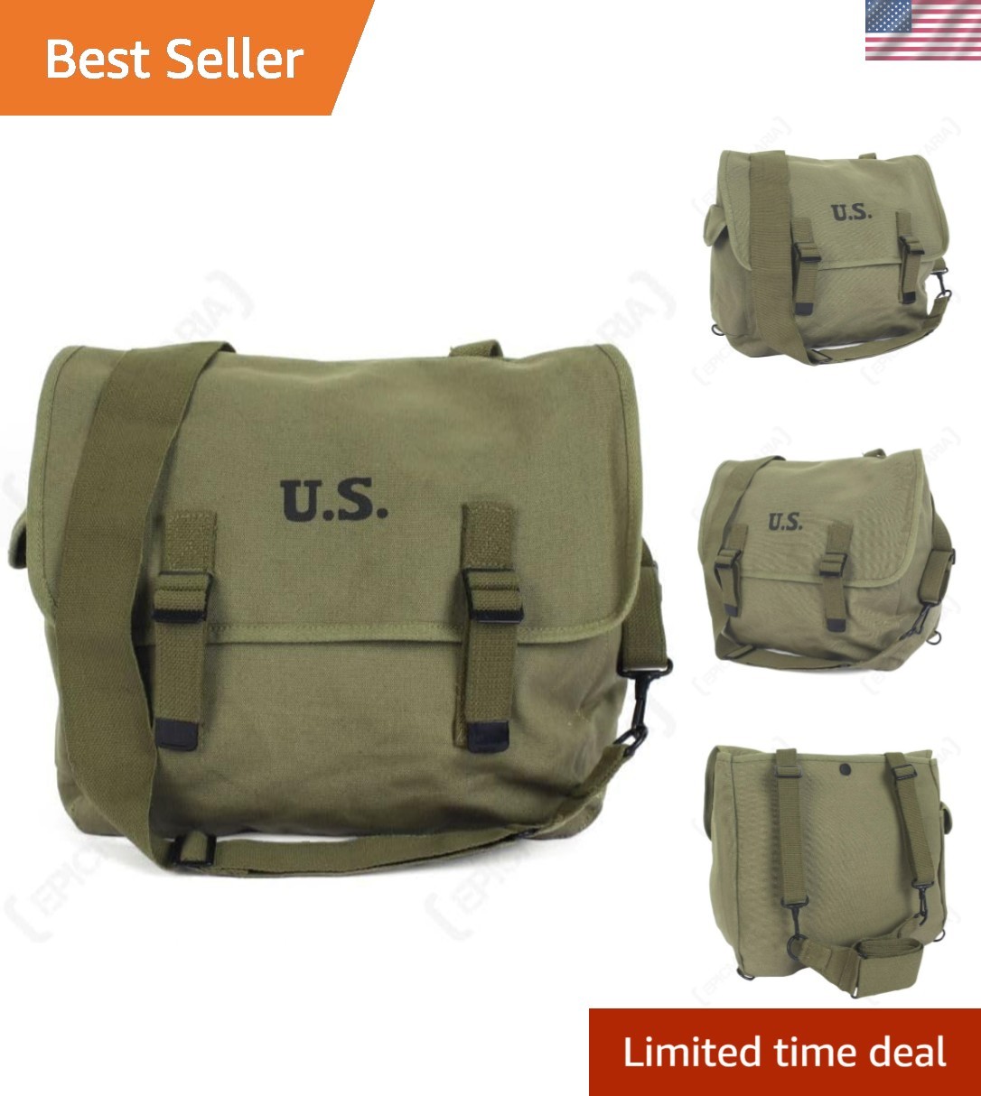U.S. WW2 M1936 Musette Bag w/Shoulder Strap,WWII Shoulder Messenger Bag, ntag...