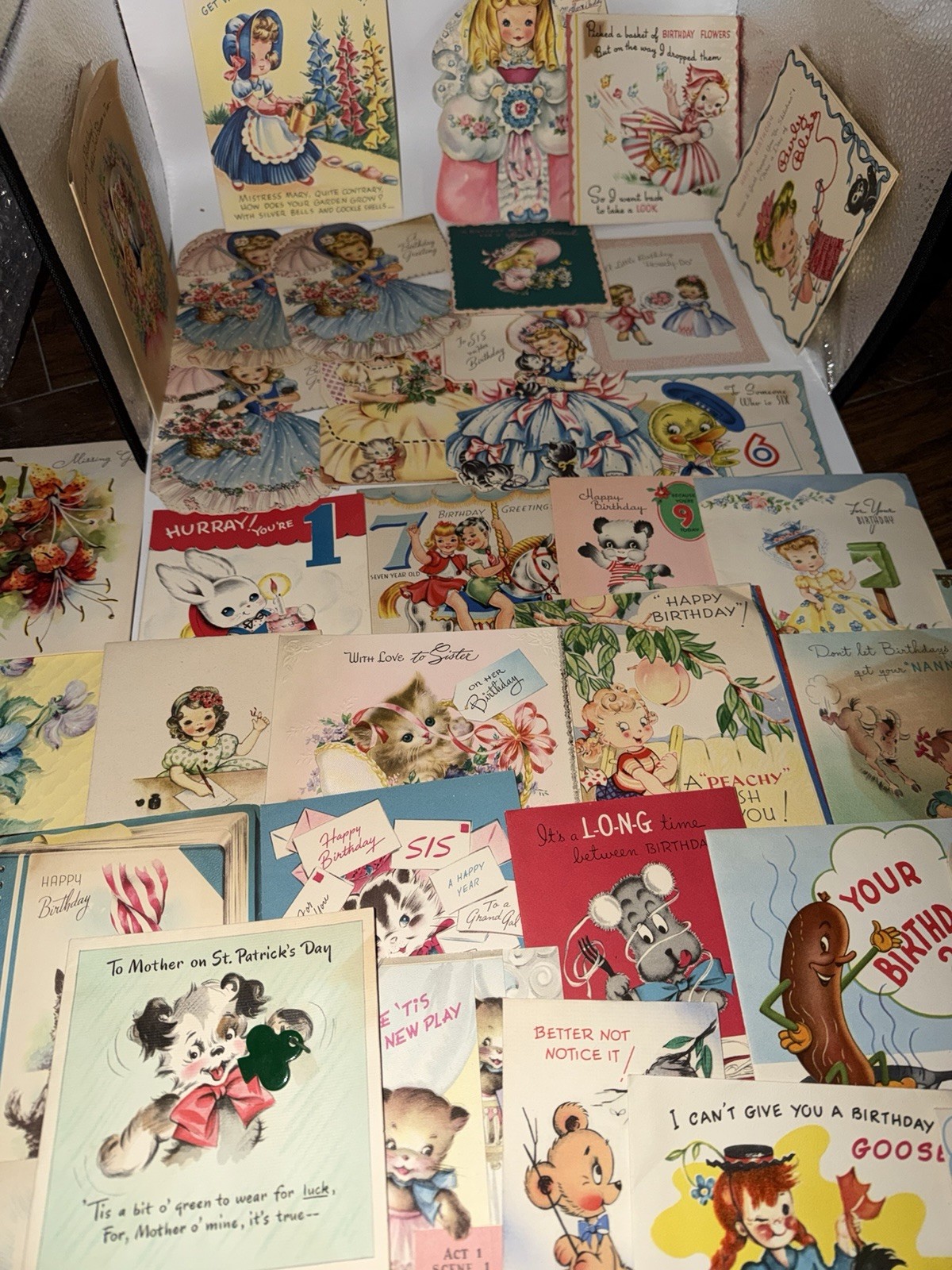 Lot Of 76 NOS Vintage 1940’s -60’s Birthday ,Get Well Baby Used Greeting Cards