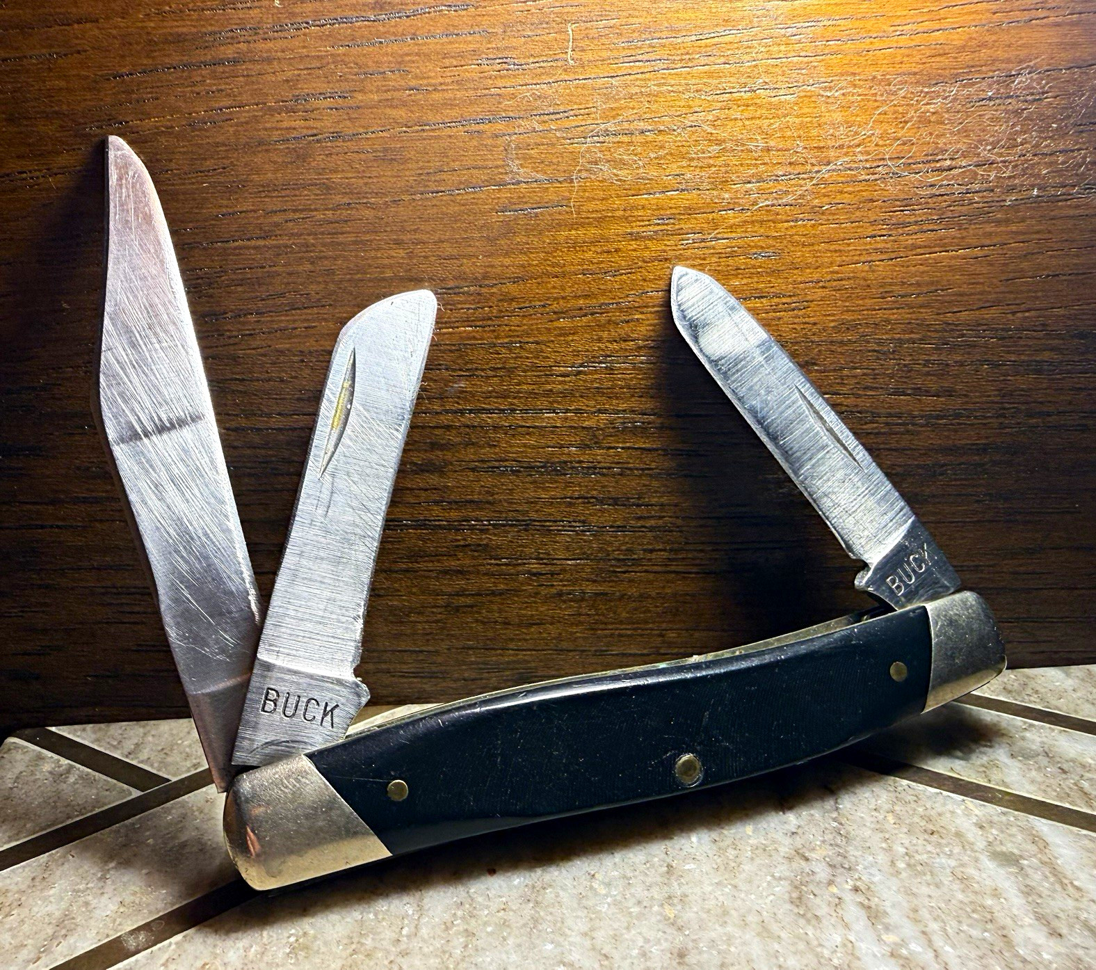 RARE VINTAGE BUCK FLUTED BOLSTER 301 STOCKMAN KNIFE 