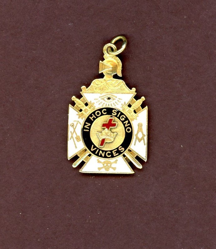 10K Knights Templar Freemasonry Masonic In Hoc Signo Vinces Watch Fob Charm