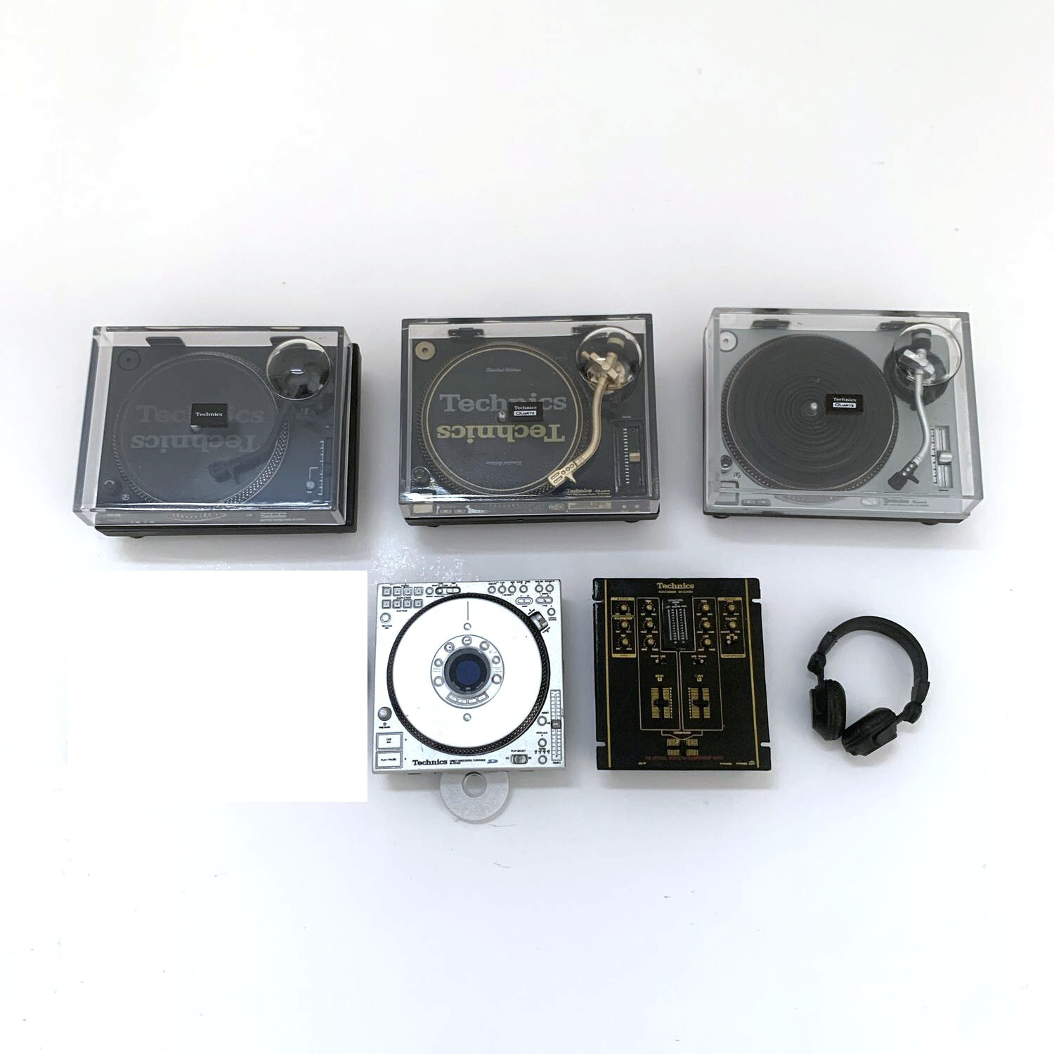Technics Miniature Collection Complete Set DJ Turntable Mixer Headphone Figurine