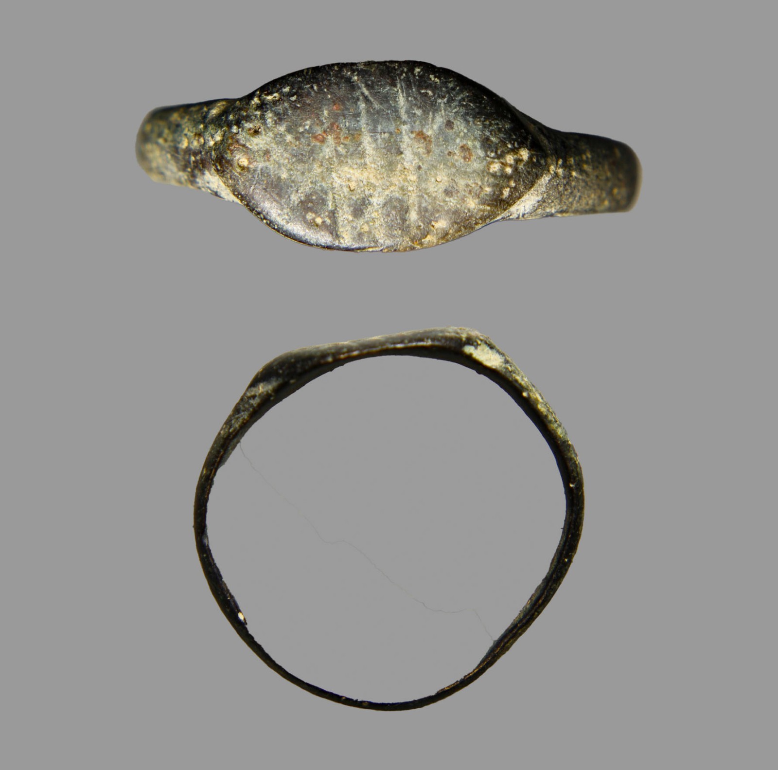 Ancient Mesopotamian Bronze Protective Signet Ring - Engraved Apotropaic Marking