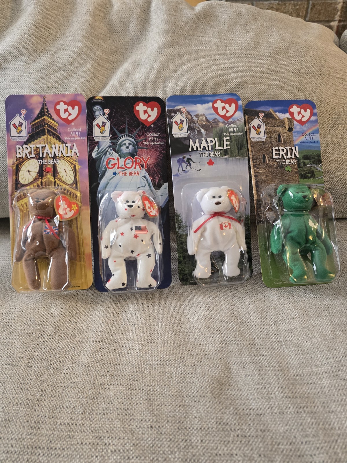 VTG RARE ALL 4 Beanie Babies Retired Never Opened Ronald McDonald,  Error Bears