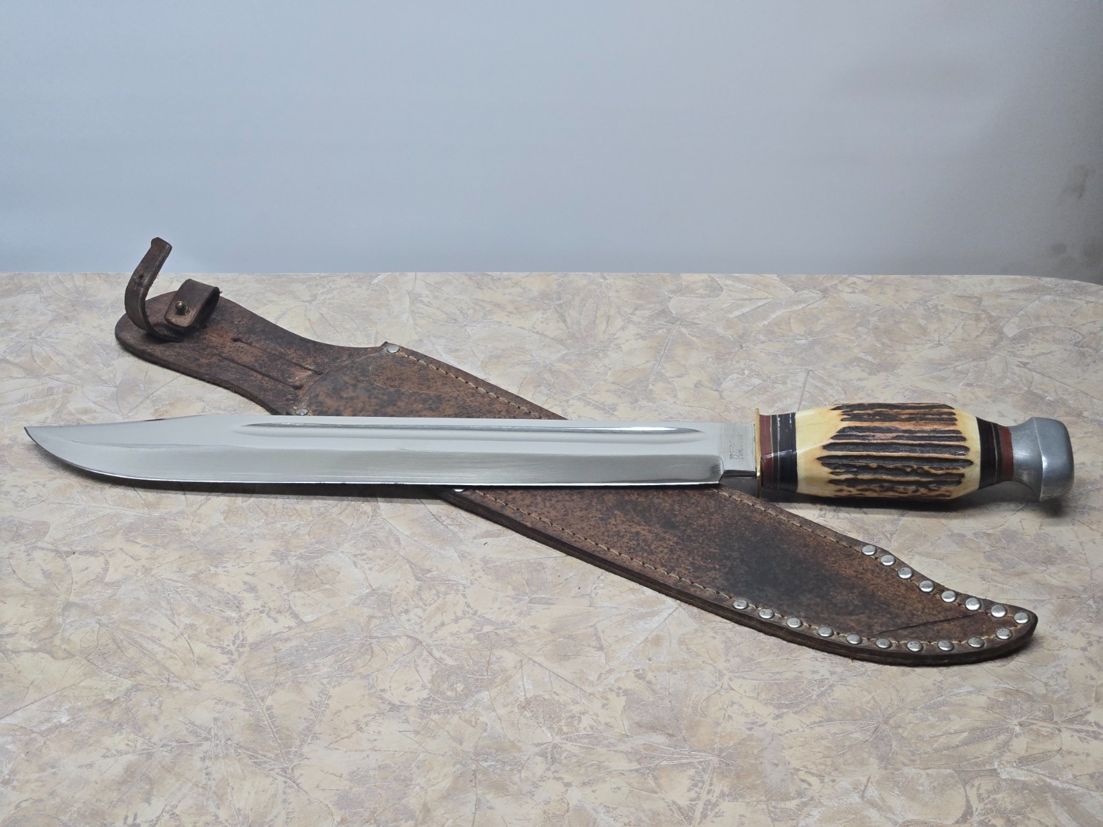 VERY RARE KNIFE PUMA SOLINGEN STAG HANDLE BOWIE SCOUT KNIFE No 6320 12\'\' BLADE