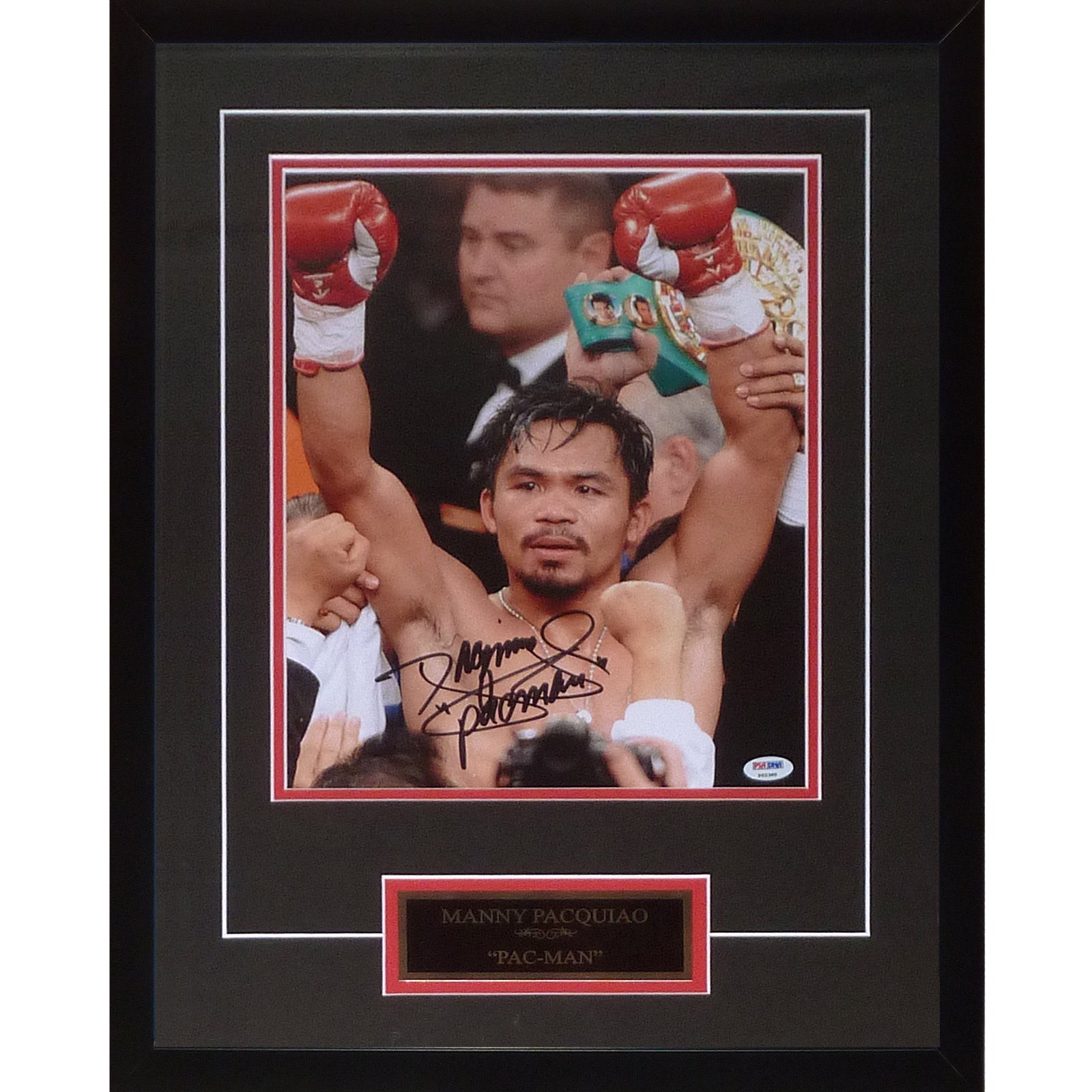 Manny Pacquiao Autographed Boxing Deluxe Framed 11x14 Photo with Nameplate - PSA