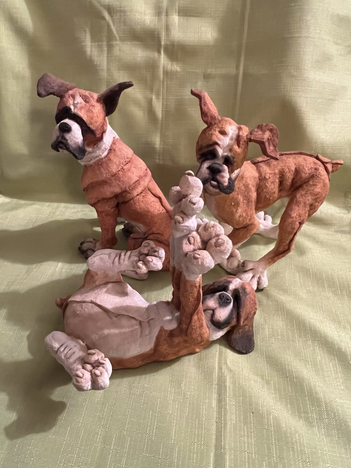 DOG-PUPPY-BOXER- “ A BREED APART” FIGURINE, DECOR, STATUE, SET OF 3.  “ MINT ”