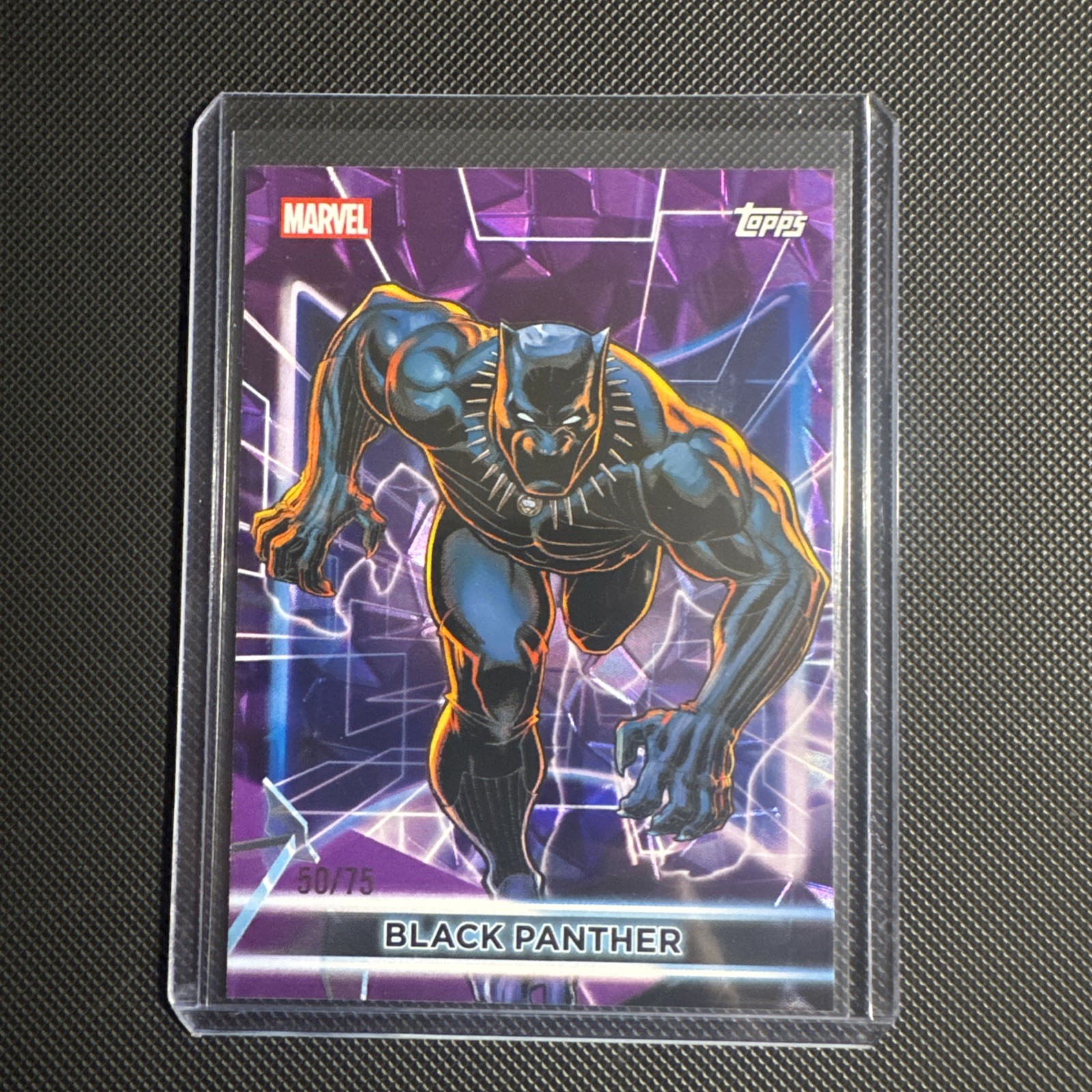 2026 Topps Marvel Neon Black Panther #67 COLOR MATCH PURPLE DIAMANTÉ 50/75 OBO