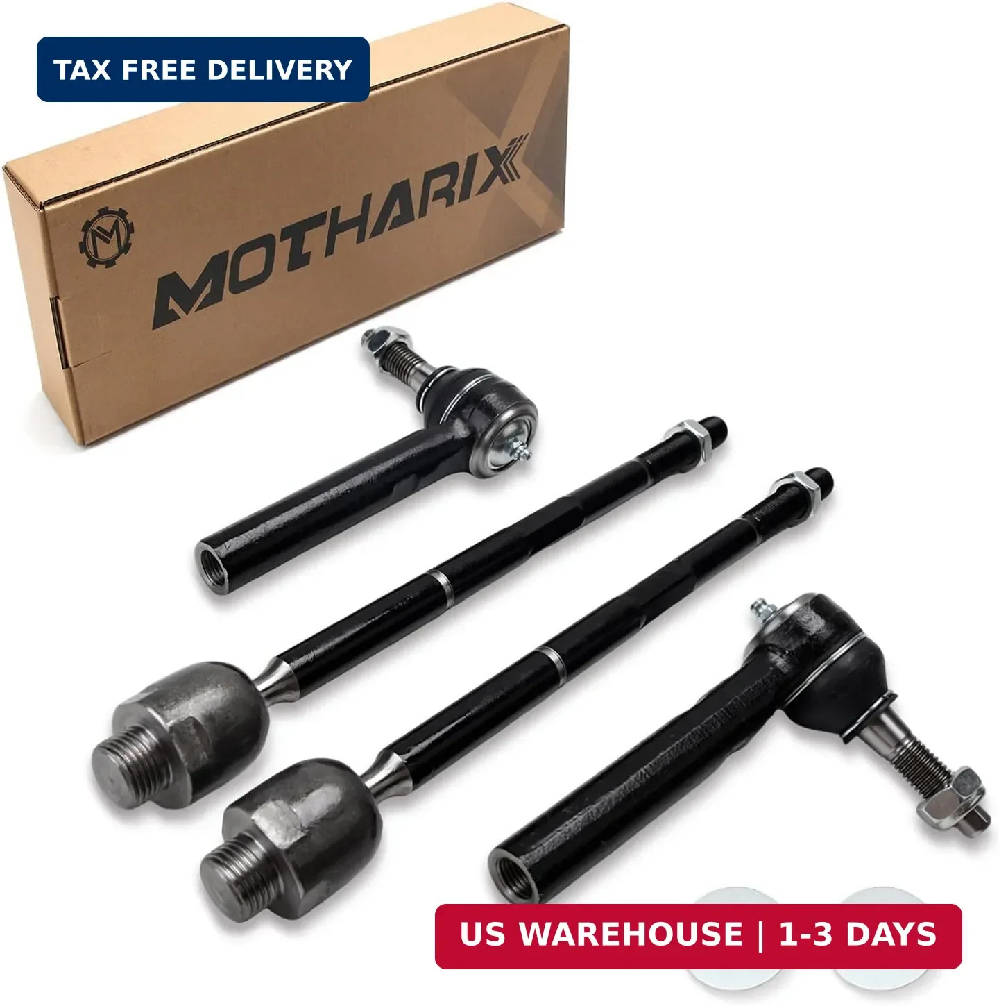 4Pcs Heavy-Duty Front Inner & Outer Tie Rod End Kit for 2007-2013 Chevy, GMC & C