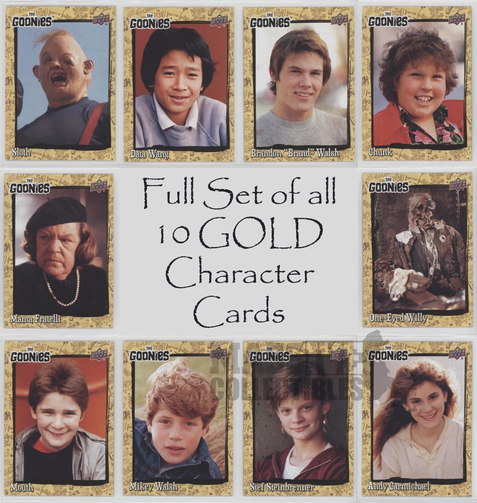 Upper Deck GOONIES Weekly set of 10 Character cards GOLD /499 Sloth Chunk