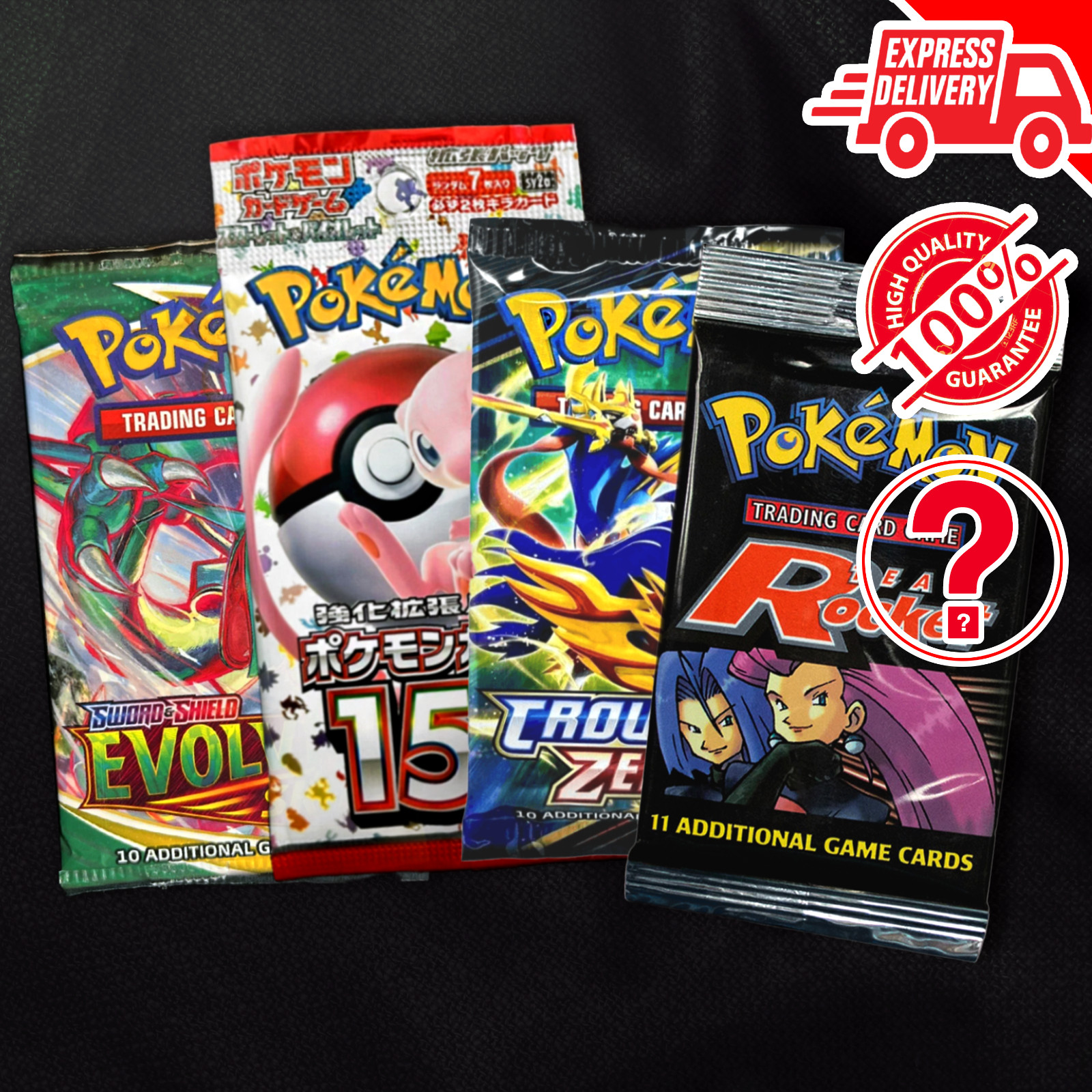 Pokemon BOOSTER PACK LOT x4 - ENG/JAP - Rocket, 151, Crown Zenith, Prismatic Evo