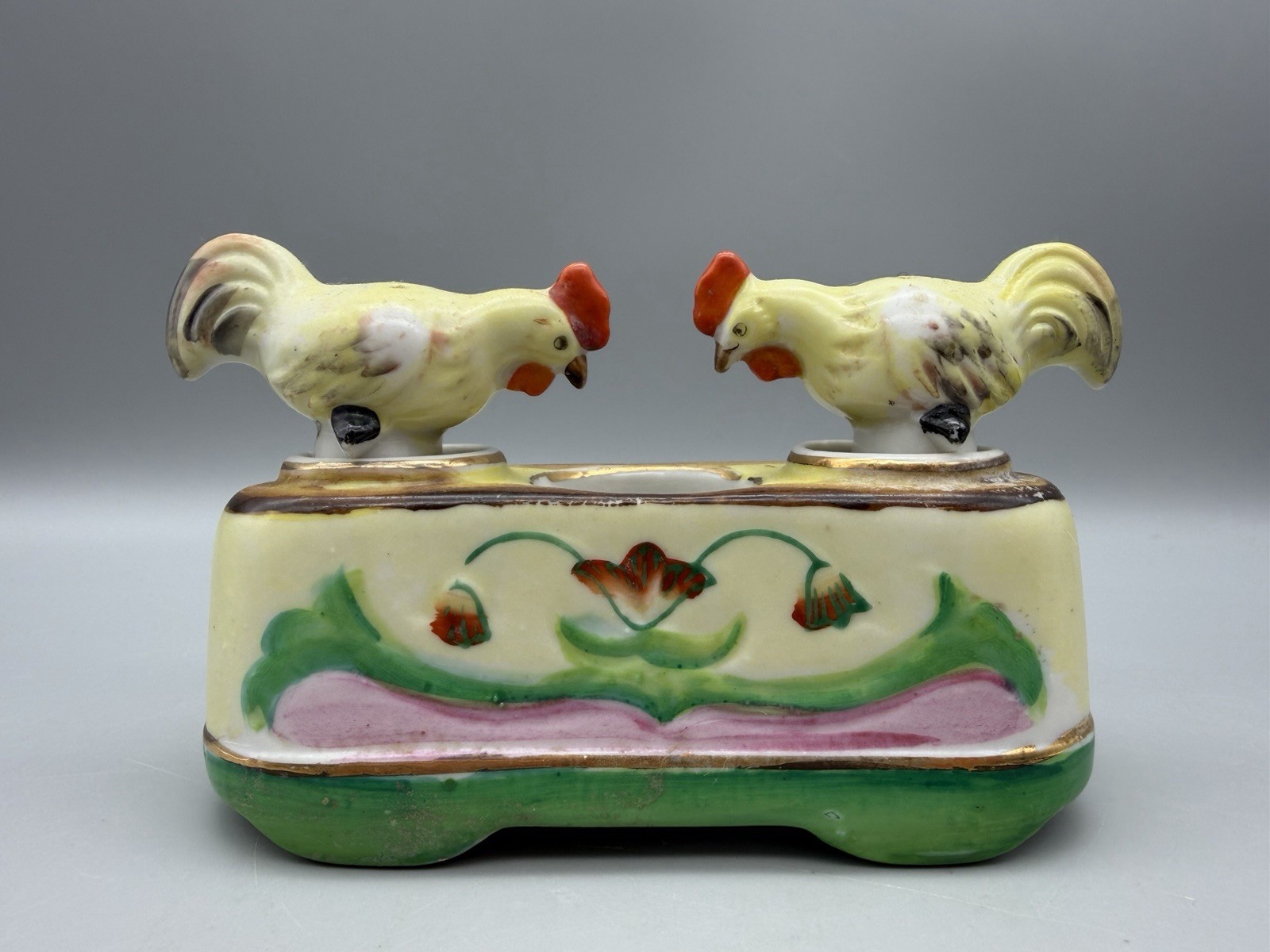 Vintage Ceramic Bobbing Nodder Chicken Rooster Salt Pepper Set Occupied Japan