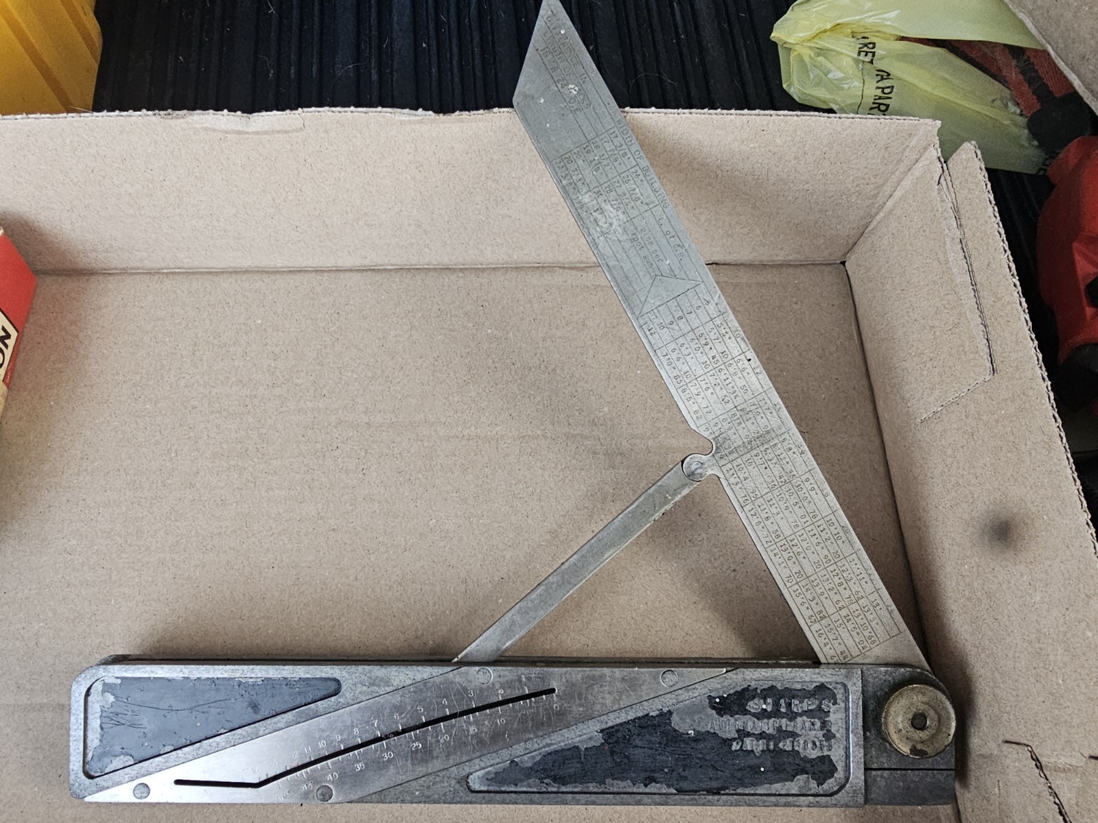Vintage Sharp's Automatic Framer Calculation Square Rafter Gauge Carpenter Tool Vintage Sharp's Automatic Framer Calculation Square Rafter Gauge Carpenter Tool