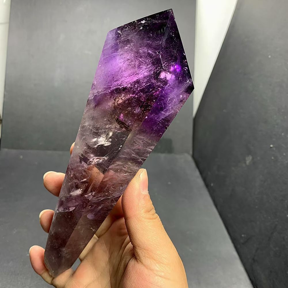 940G Natural Amethyst Quartz Obelisk Large Crystals Tower Chakras Point healing