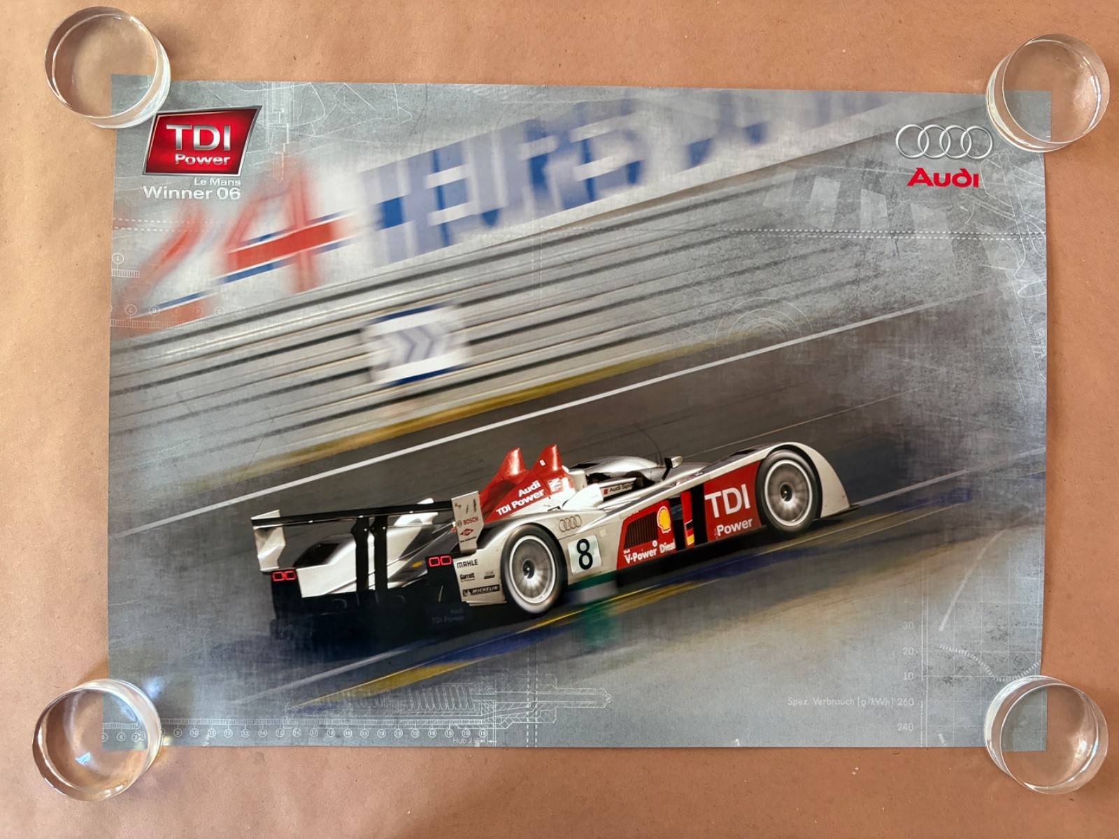 Audi R10 TDI Le Mans Winner 2006 Motorsport Poster 23x16 Original