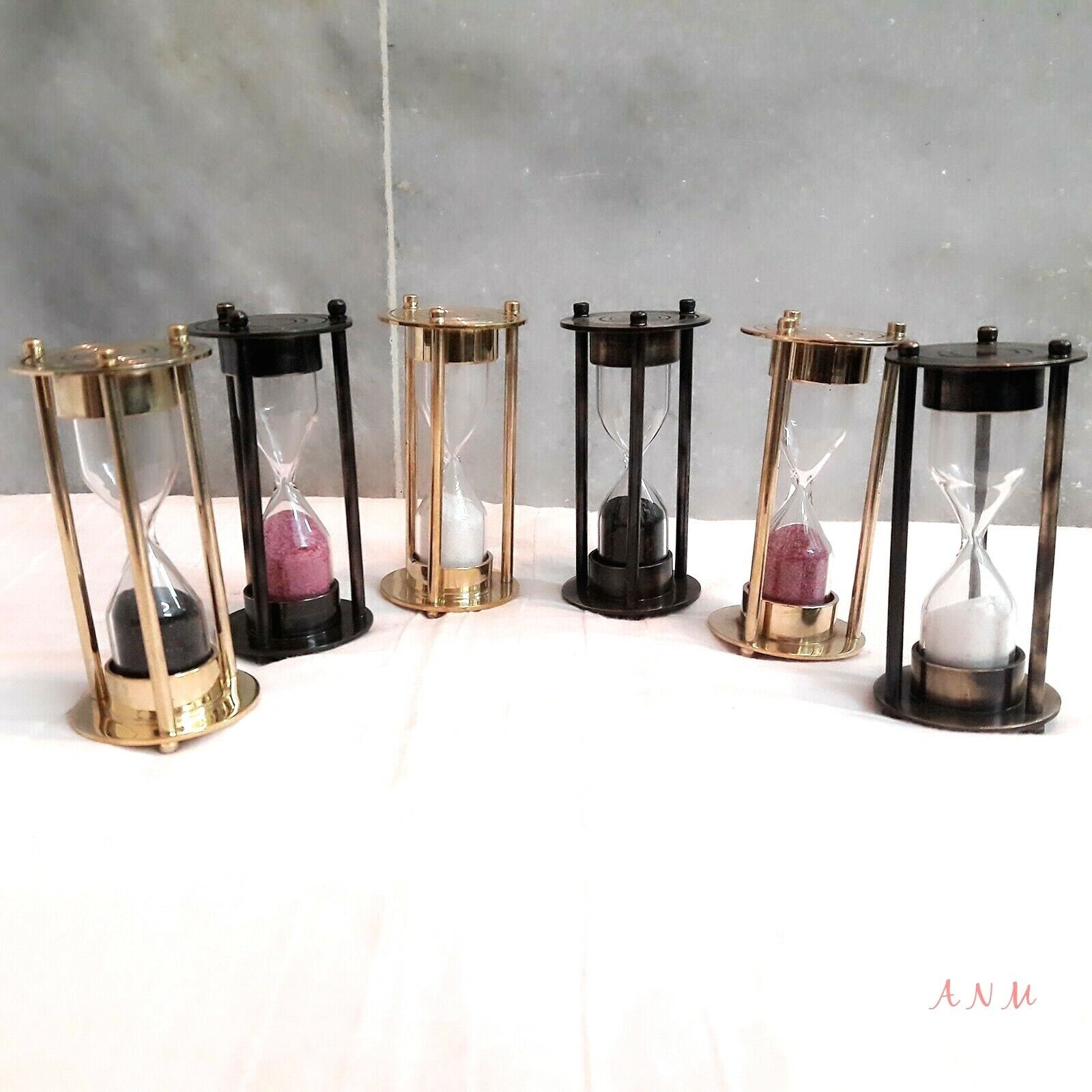 Lot of 6 Pcs Brass Sand Timer Antique Maritime Collectible Gift