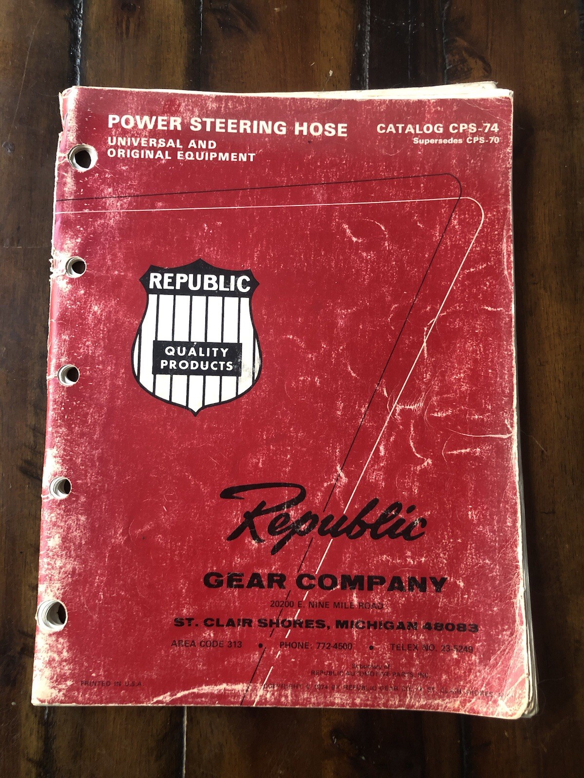 Vintage Republic Power Steering Hose Book 1950’s Thru The 1970’s W/interchange