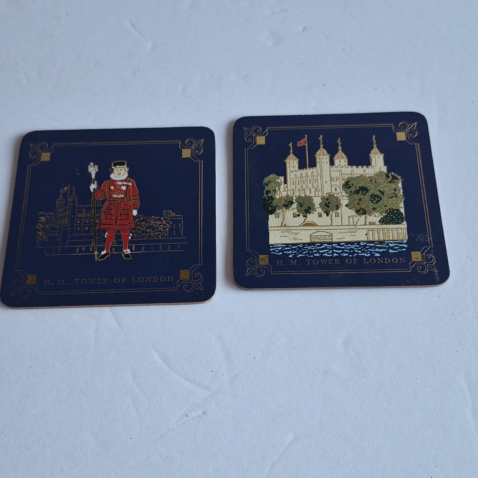 Vintage H.M. Tower of London Souvenir 2 Coasters 