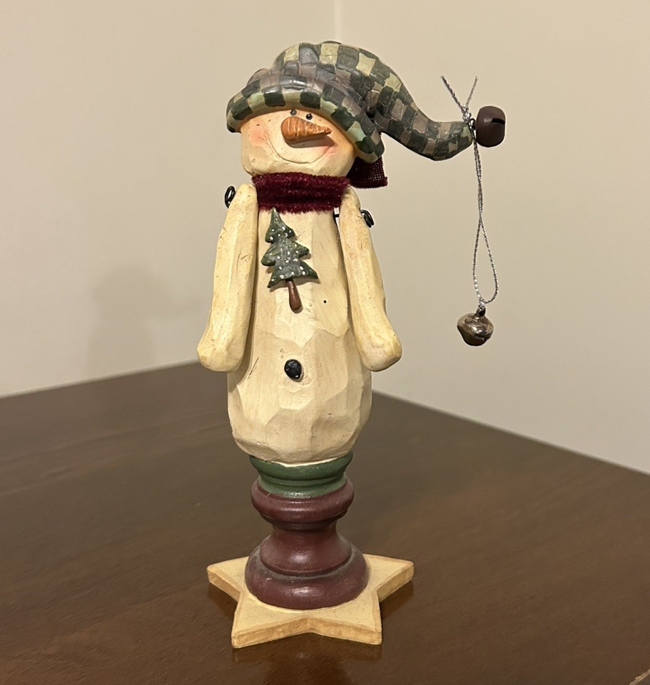 RARE Blossom Bucket Stocking Cap Snowman Taper Candlestick Holder Suzi Skoglund