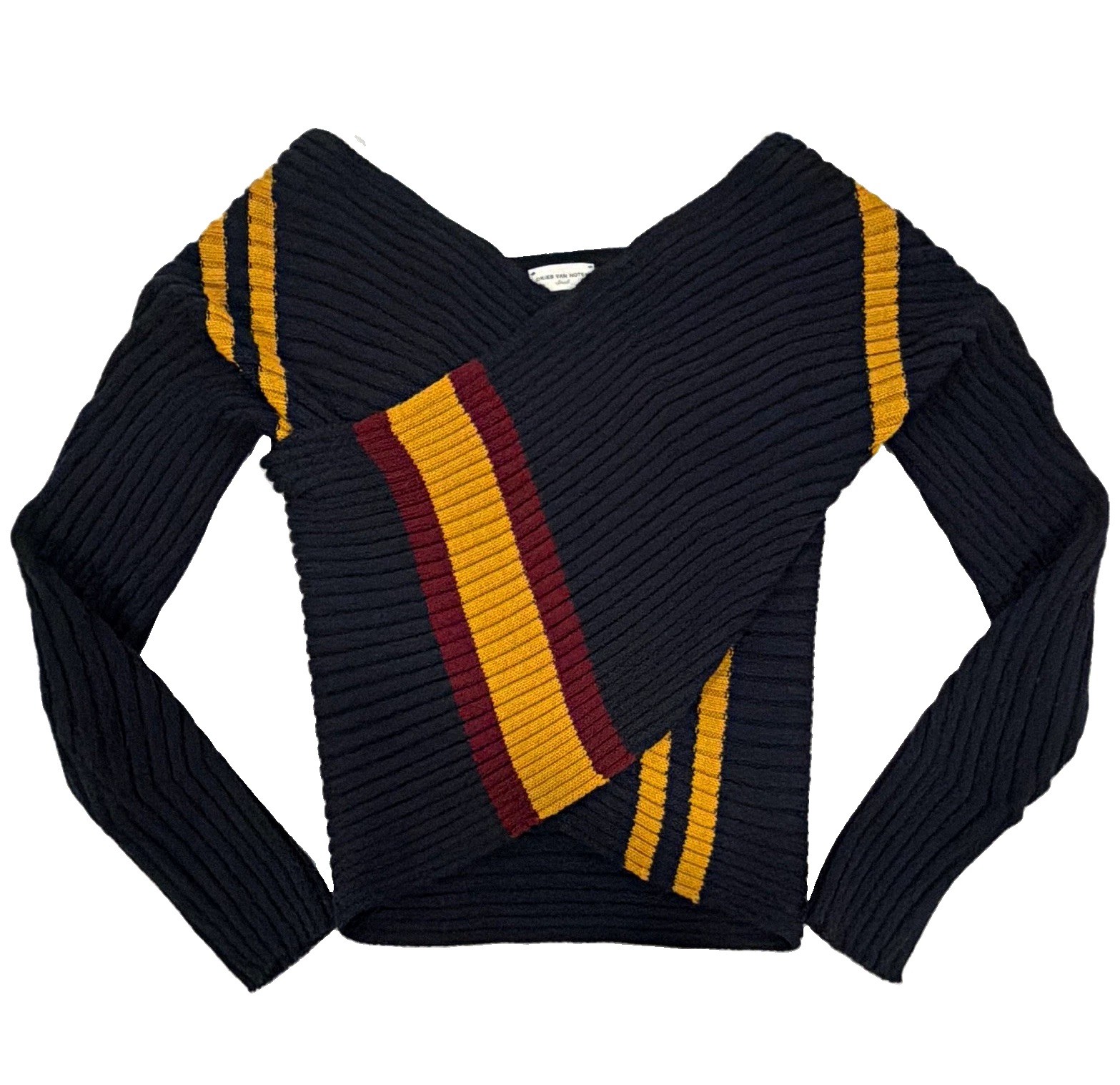 Dries Van Noten Block Colour Long Sleeve Sweater Navy Small Wool Blend
