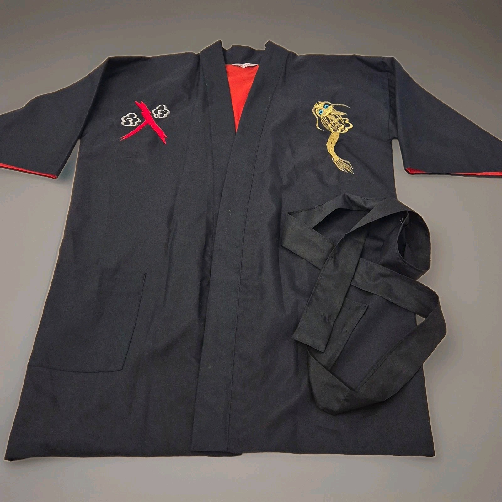 Vintage Marukyo Kyoto Tokyo Dragon Kimono Robe Haori Smoking Jacket Embroidered