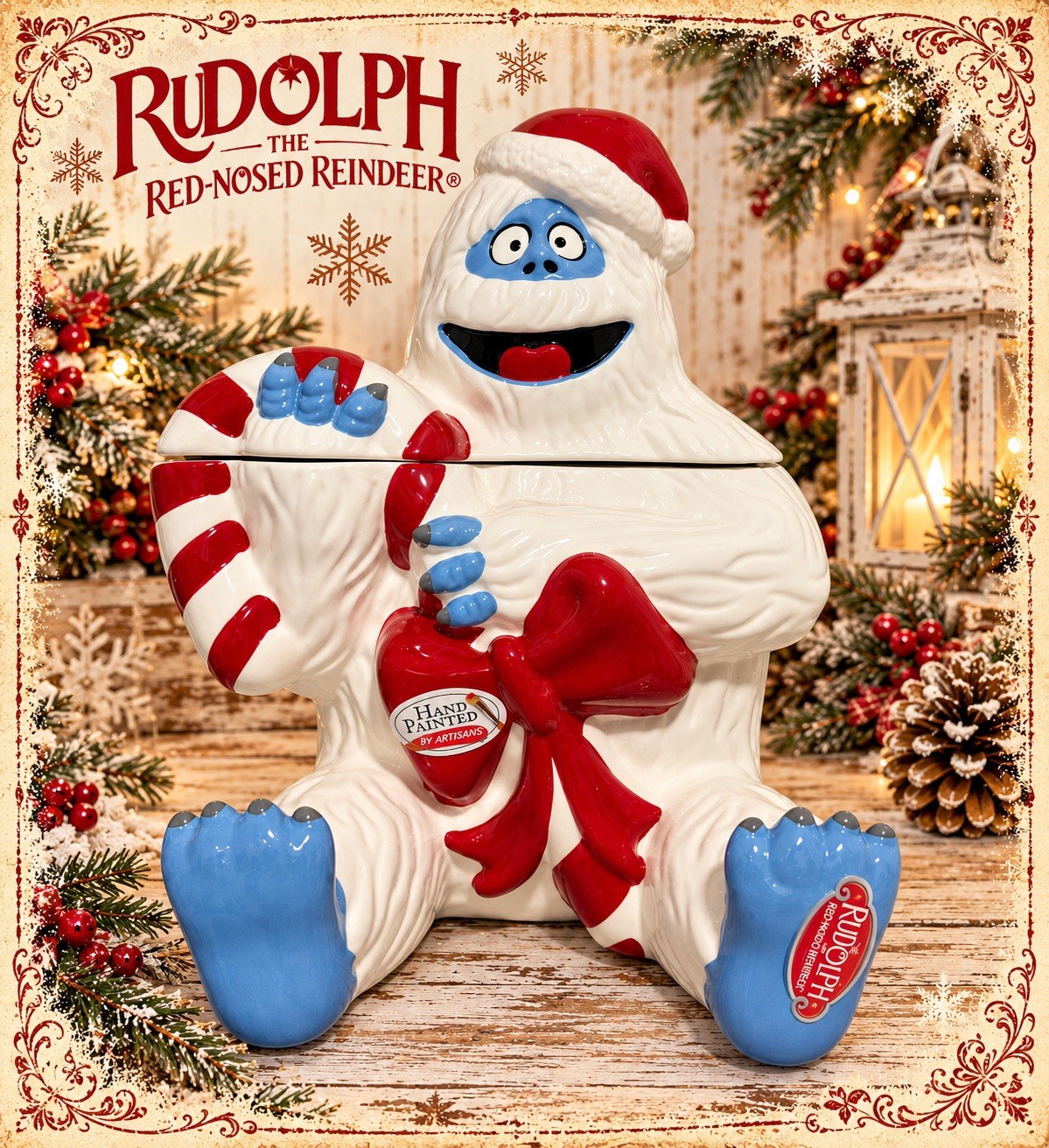 Rudolph The Red Nose Reindeer The Abominable Snowman Cookie Jar Canister