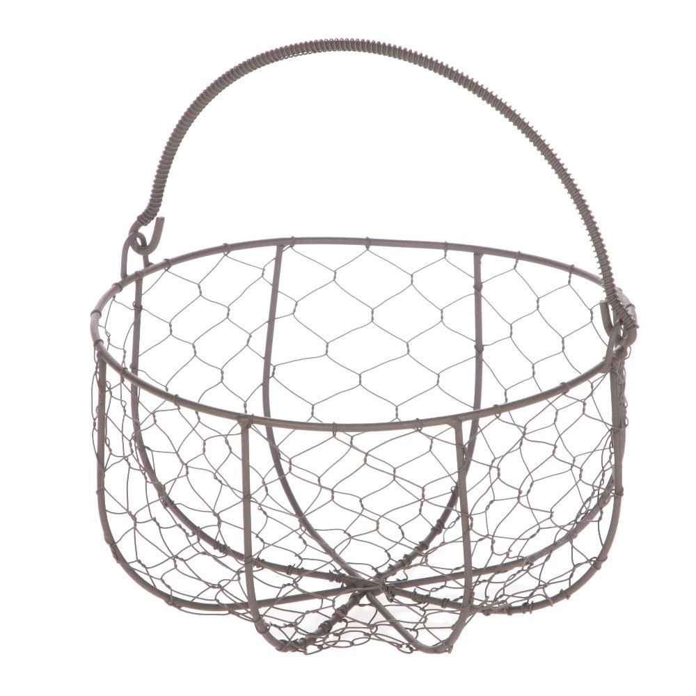 Large Brown Chicken Wire Storage Basket with Movable Handle for Home