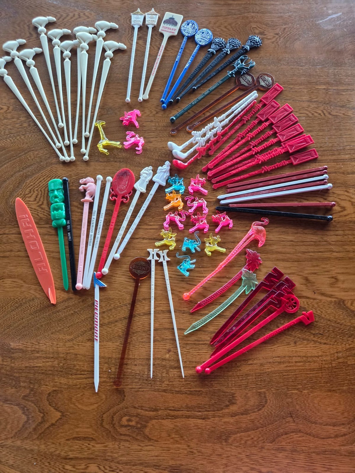 Lot of 65+ Vintage Plastic Swizzle Sticks Drink Stirrers Picks Hotel Restaurant