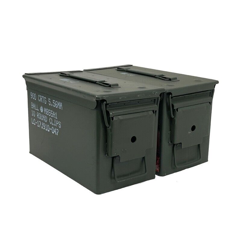 2 CANS Grade 1  50 cal empty ammo cans 2 Total