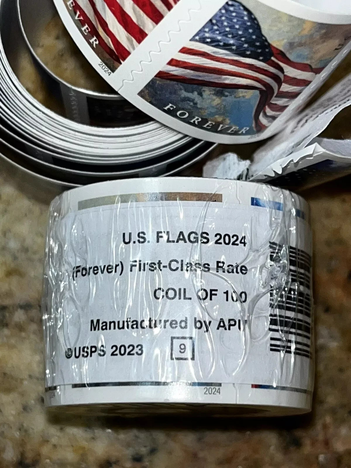USPS 1 Rolls of 100 Flag Stamps