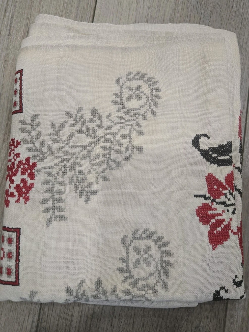 VTG Ukraine Linen Cross Stitch Rushnyk Handmade Bird Floral 68x21\
