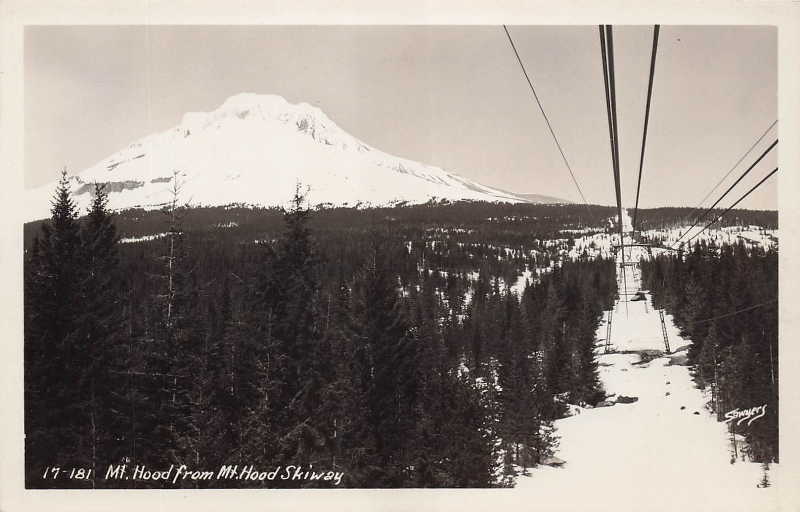 Mount Hood OR Oregon Mt Hood Skiway Chairlift Snow RPPC Postcard 20A