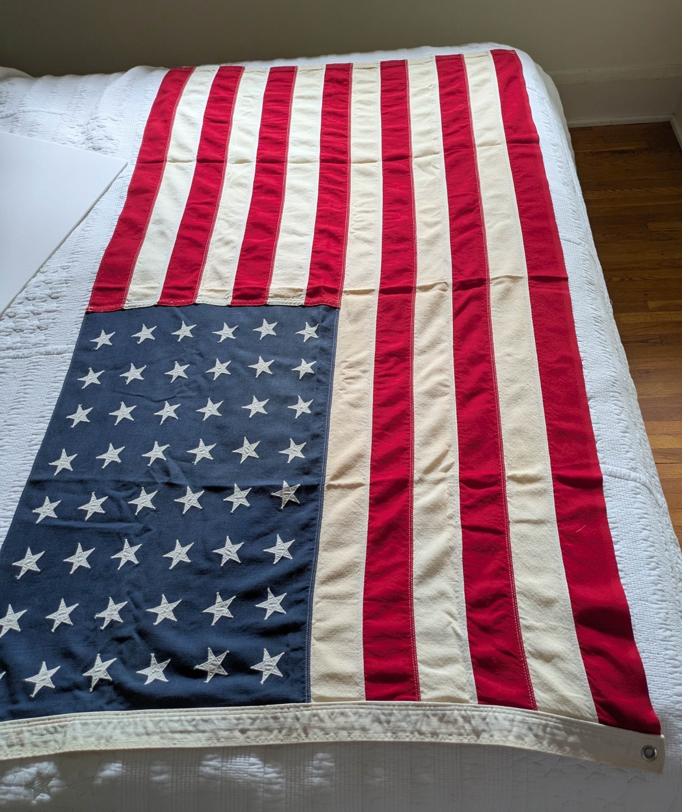Vtg 48 Star Dettras Bull Dog Bunting American Flag, 3\' x 5\',  USA, Stitched