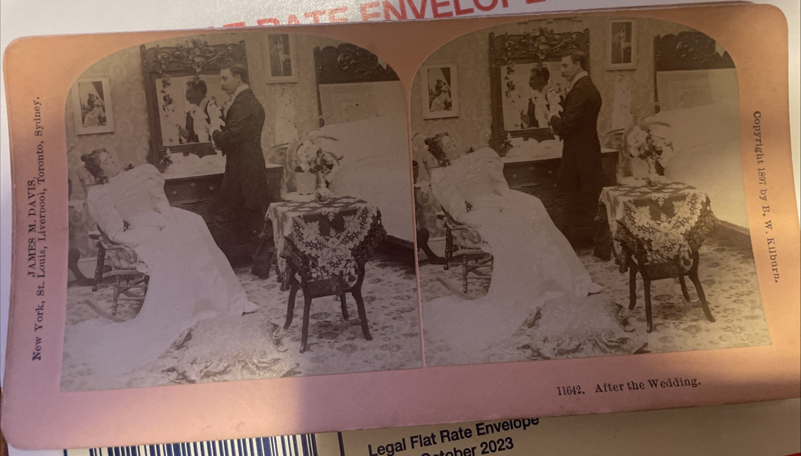 8 Antique 1897 B.W. Kilburn Victorian Wedding Stereoview cards narrative Set