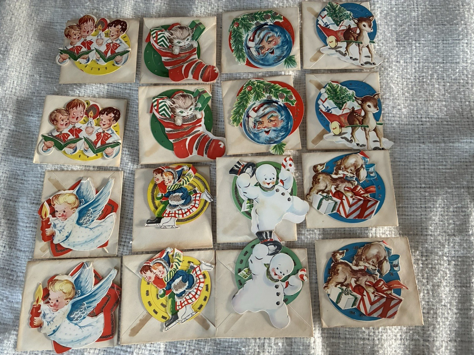 Vtg 1940/50\'s Box of 16 Unused Christmas Cards Ornaments \