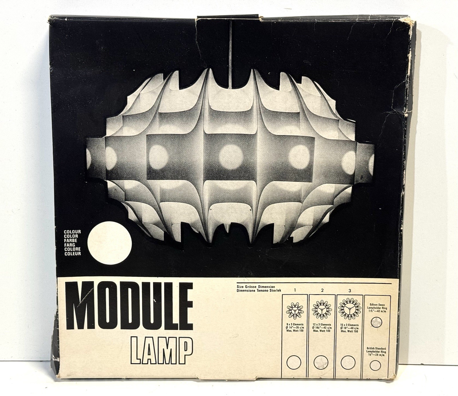 Vintage 1970s Space Age Module Hanging Pendant Lamp Light Fixture NOS England