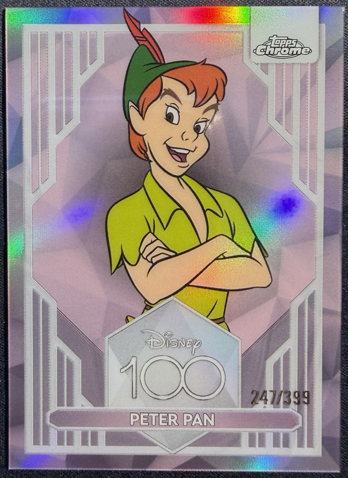 2023 Topps Chrome Disney 100 Peter Pan Pink Refractor #/399