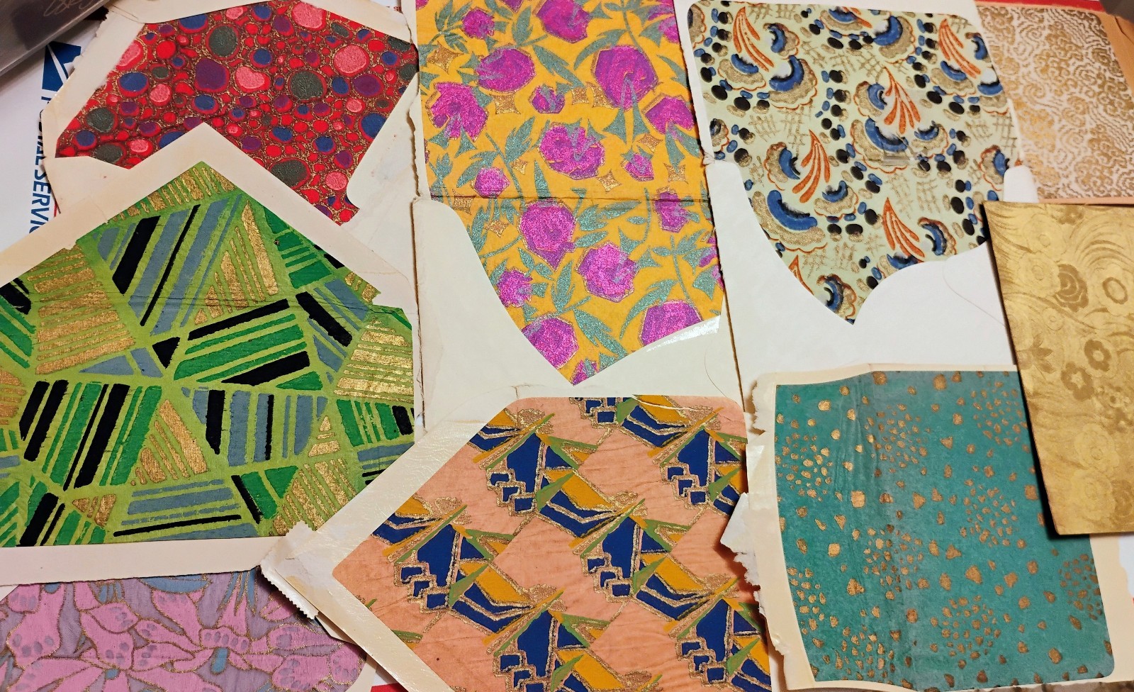 140 Lot VTG 1920s & 1930s Lined Envelopes Decorative Tissue Paper