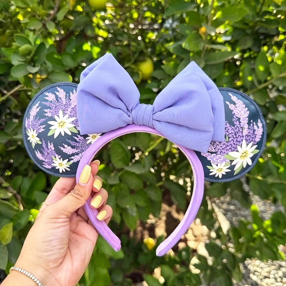 Disney- Parks French Lavender Floral Purple Flowers Minnie Ears Headband NWT