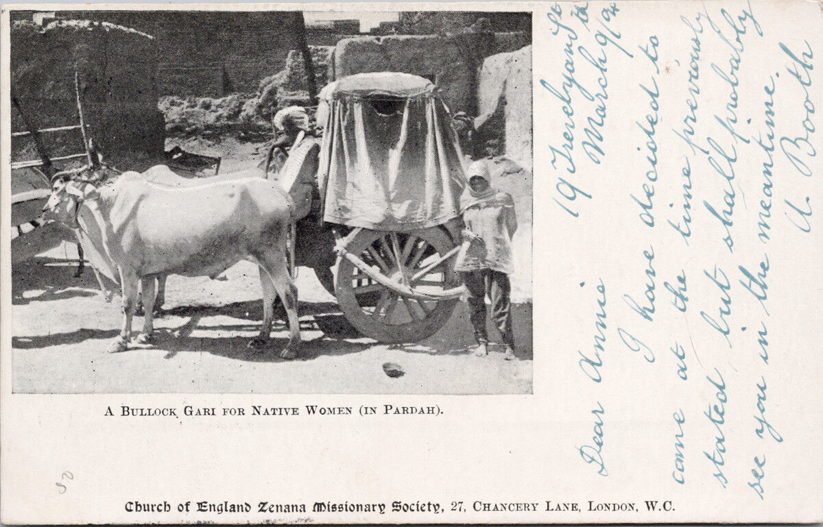 A Bullock Gari for Native Women Pardah India Zenana Missionary 1904 Postcard E37