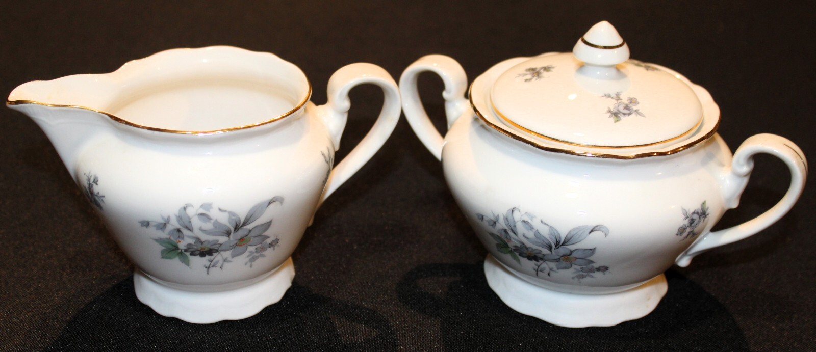 Bohemia Ceramic Wild Flower Covered Sugar Bowl & Creamer